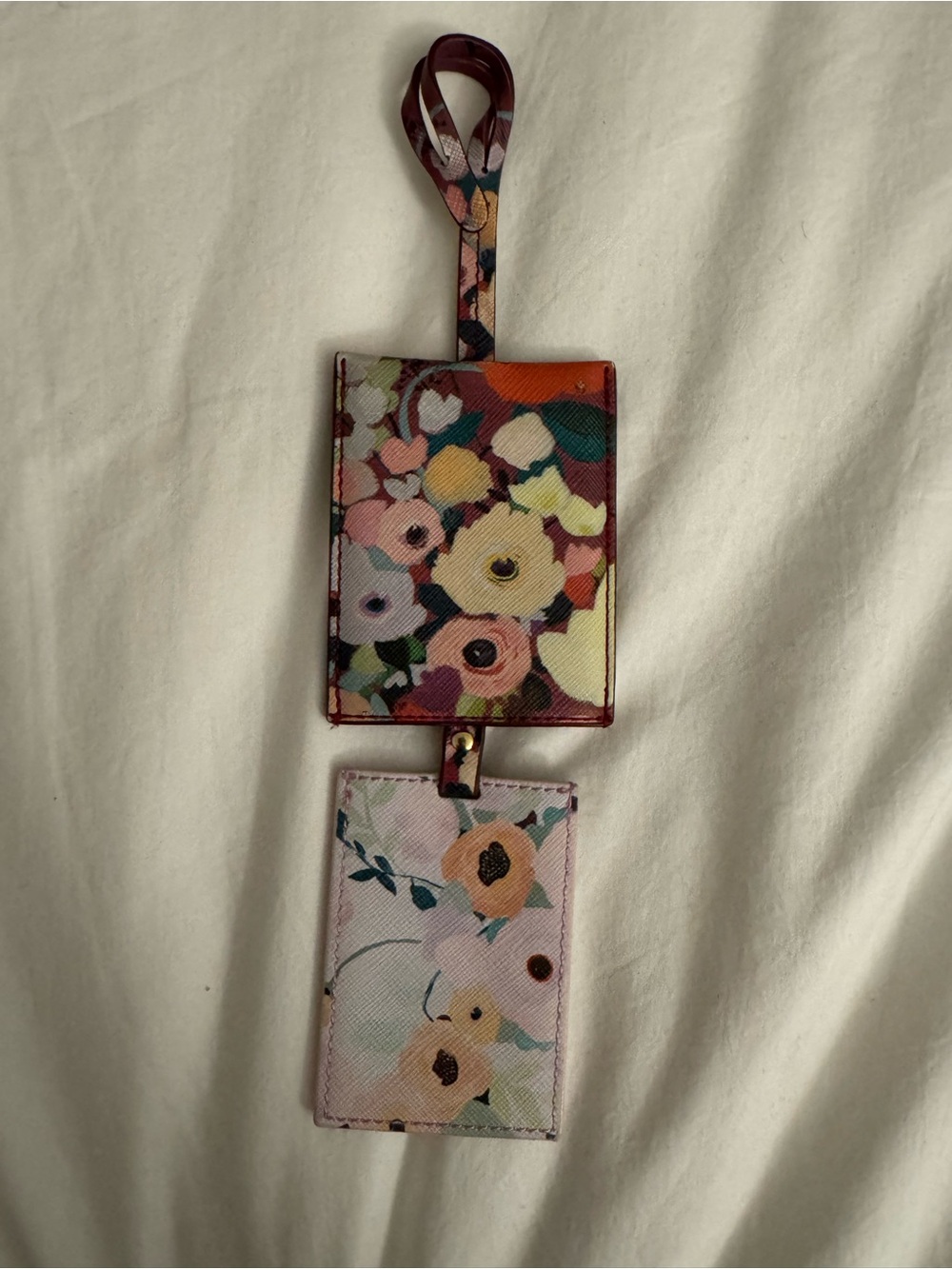Anthropologie Floral Double ID Card Holder Lanyard - Pink Multi